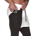 thumbnail image 3 of hopeusnice Mens Quick-Dry Workout Fashion Summer Solid Color Casual Beach Cotton Linen Fake 2-Piece Shorts Activewear Cropped Trousers Gym Pants Elastic Waist Drawstring, 3 of 8