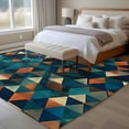 thumbnail image 5 of 5x8 Washable Area Rug, Abstract Check Texture Non-Slip Large Rectangle Rug for Living Room Dining Room, Orange Green Blue Check Indoor Floor Mat for Home Decor, 5 of 9