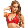thumbnail image 2 of Aislor Womens Shiny Wet Look Patent Leather Bralette Crop Top Unlined Wirefree Halter For Party Clubbing Red M, 2 of 6