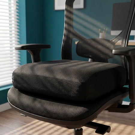 Uonlytech Black Office Chair Cushion with Handle Portable Non- Seat Pad for Hip Support and Comfort