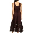 thumbnail image 2 of Sakkas Zendaya Stonewashed Rayon Embroidered Floral Vine Sleeveless V-neck Dress - Chocolate - L/XL, 2 of 5