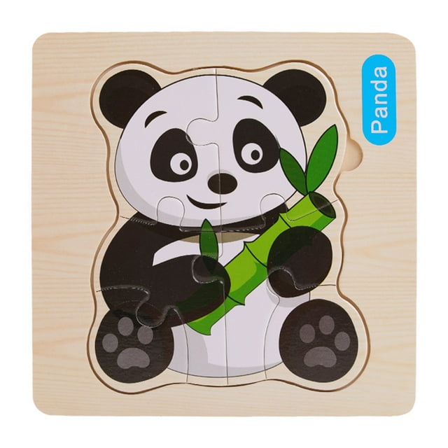G Childrens Wood Puzzle Set Age 2 4 Educational Brain Teaser 6 Pack Animal Recognition Learning Games Preschool Activity Natural Wood Material
