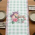 thumbnail image 5 of Easter Bunny Roses Table Runner, Pink Floral Spring Green Buffalo Plaid Washable Cotton Linen Table Runners 48 Inches Long, Dresser Scarf Runner for Nightstand/Coffee/End Tables 13''x48'', 5 of 9