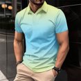 thumbnail image 2 of Black Tshirts Men Playeras Para Hombres Men's Casual Gradient Color Tees Summer Button-up T-Shirt for Men Short Sleeve Lapel Tops, 2 of 6