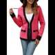 thumbnail image 2 of Suéter Tipo Cárdigan Abierto con Ribete para Mujer, Cárdigan de Punto de Larga, Informal, para Otoño e Invierno Rosa Roja L, 2 of 10