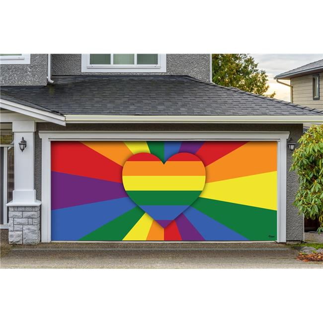 My Door Decor 285905PRDE-005 7 x 16 ft. Heart Rays Outdoor LGBT Door ...
