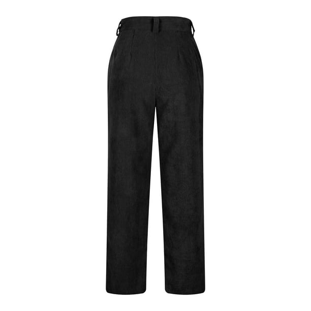 Women's Pants Corduroy Elastic Waist Solid Color Button Long Pants with  Pockets Ladies Casual Lounge Pants Trousers