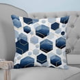 thumbnail image 4 of 14x14 Pillow Covers Set of 2, Navy Blue Marble Throw Pillow Covers Decorative Couch Cushion Case, Gold White Geometric Hexagon Modern Microfiber Square Pillowcases for Bedroom Car Living Room, 4 of 7