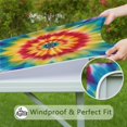 thumbnail image 6 of Rainbow Tie Dye Mandala Pattern Square Fitted Tablecloth with Elastic Edge,Square Table Cover,Washable Elastic Table Cover for Home Kitchen Party Decor 34"x34", 6 of 6