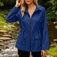 thumbnail image 4 of gbyLJF Women's Waist Cinched Windbreaker Jackets Zip Up Hooded Waterproof Coats Outdoor Travel Hiking Rain Jacket with Pockets, 4 of 6