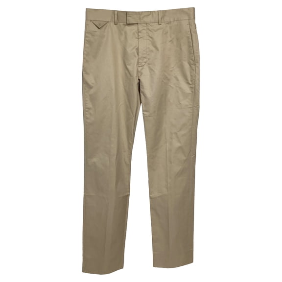 Pre-Owned Louis Vuitton Logo Buckle Slim-Fit Trousers in Brown Cotton
