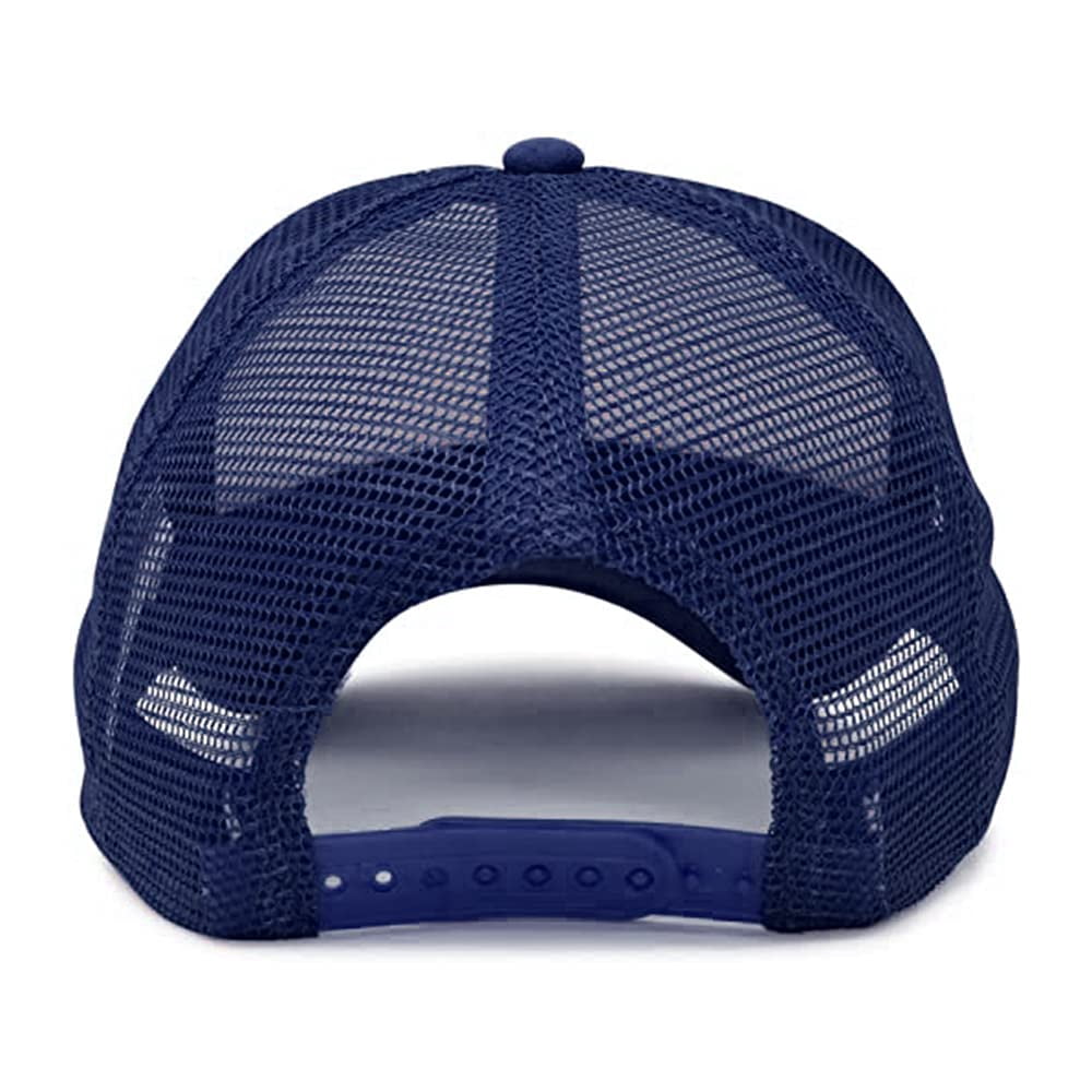 MR.R Sublimation Blank Polyester Mesh Cap Mesh Hat Two Tone Trucker Summer Mesh Cap with Adjustable Snapback,Dark Blue,6 Pieces per Pack