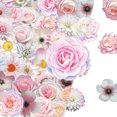 thumbnail image 1 of Paquete de pegatinas PET de vinilo floral transparente, 50 unidades, flor rosa, 1 of 2