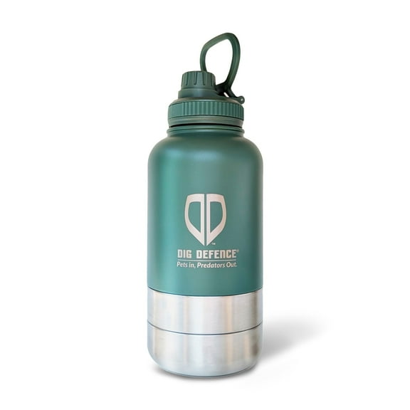 Dig Defence Dog Water Bottle Portable 3-in-1 Pet Feeder and Water Dispenser, Leak Proof, 32 oz
