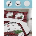 thumbnail image 3 of Quilt King Size Bedding Set, Christmas Reversible Summer Quilt 3 Pieces, Red Black Plaid Winter Truck Snowflake Pine Tree Lightweight Bedspreads Coverlets with 2 Pillow Shams for All Seasons, 3 of 5