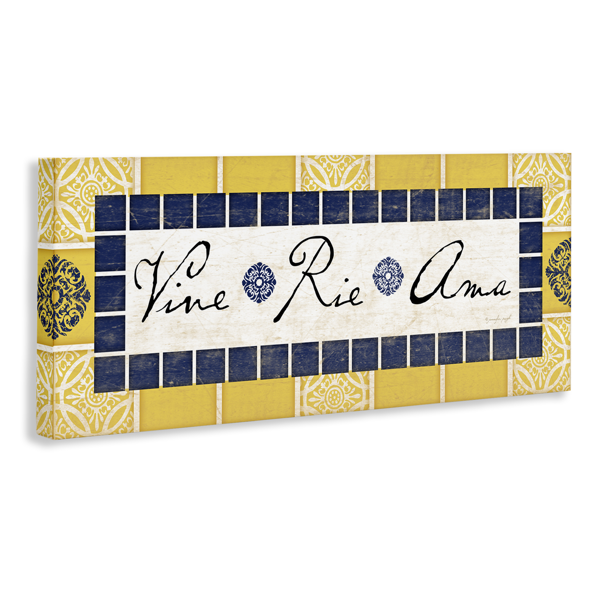 Stupell Industries Vine Ríe y Ama Inspirational Quotes & Sayings Painting Wrapped Canvas Art Print Wall Art, 30 x 13