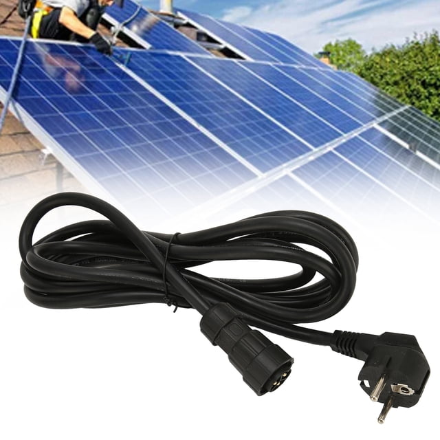 Cable de Extensión Solar, Cable de Alimentacia de AC EU 220V Probas de Polvo Suave 10 Pies Para Sistemas de Generación de Energía