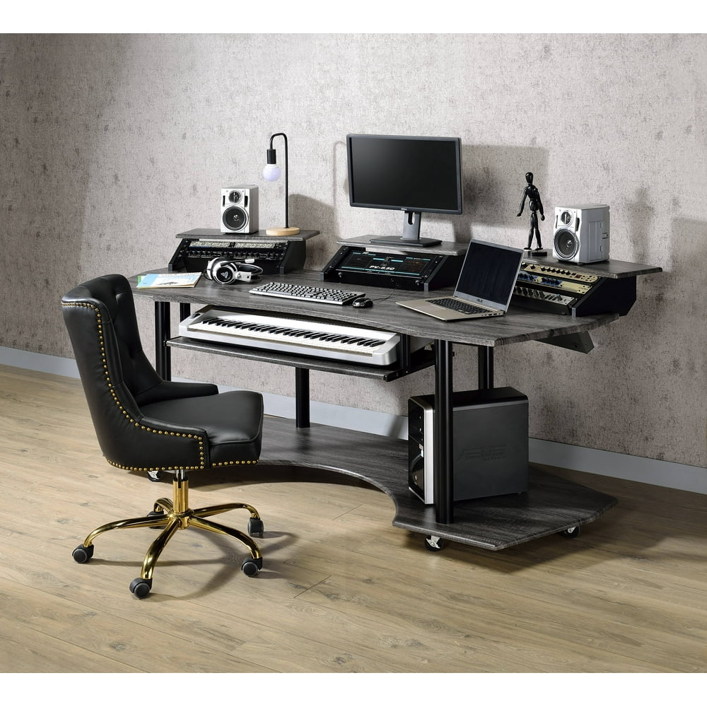 Eleazar Music Recording Studio Desk in Black Oak