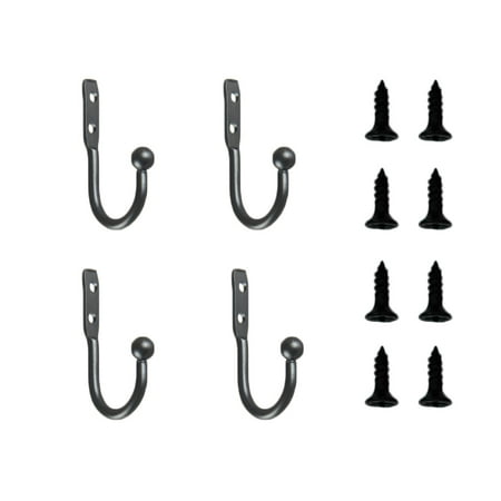 

12pcs Mini Hook Single Small Size Wall Hooks Decorative Door Hanger Metal Alloy Wall Hangers Black Hooks(4 hooks and 8 screws)