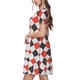 thumbnail image 2 of Easygdp Red and black argyle para Vestido Transpirable de Mujer, Vestido Suelto de Manga Corta con Pliegues y Bolsillos para el Verano, 2 of 6
