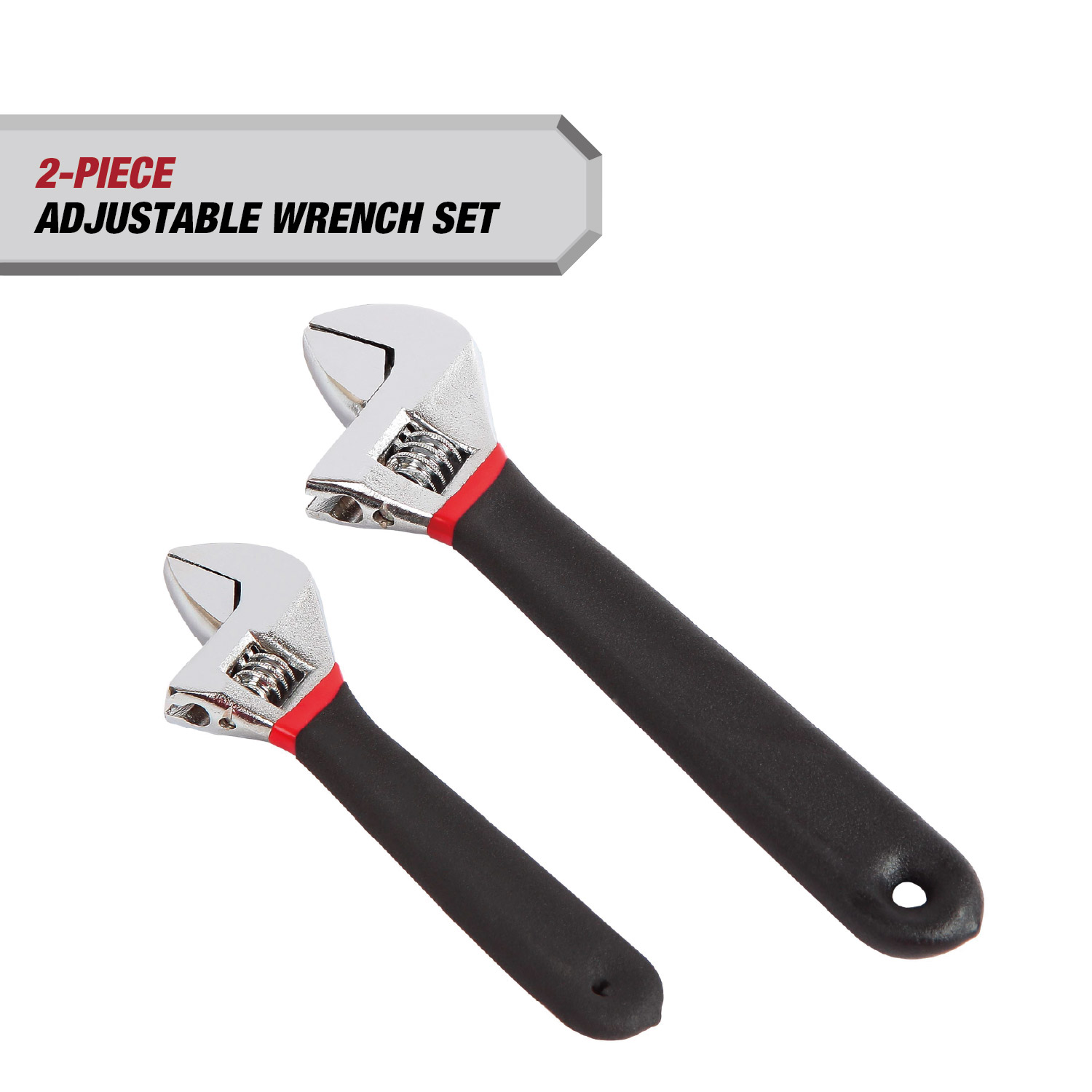 Hyper Tough 2-Piece Adjustable Wrench Set with Comfort Handles, 6-inch & 8-inch