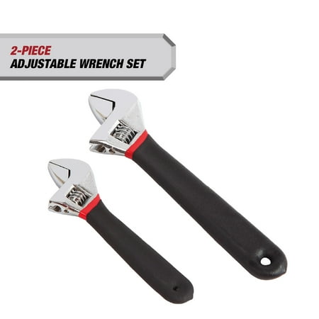 Hyper Tough 2-Piece Adjustable Wrench Set with Comfort Handles, 6-inch & 8-inch
