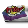 thumbnail image 3 of Pride Soft Flannel Fleece Throw Blanket, Pop Art Style Comic Book Pride Hand Lettering Effect and Rainbow Flag Image, Cozy Plush for Indoor and Outdoor Use, 60" x 80", Multicolor, by Ambesonne, 3 of 6