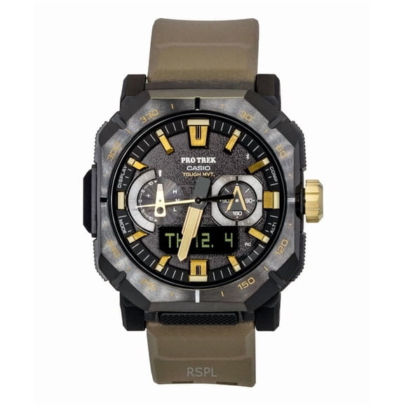 Casio Pro Trek Analog Digital Smartphone Link Brown Rubber Strap Black Dial Solar PRW-B1000-5 100M Men's Watch