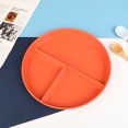 thumbnail image 1 of 1Pc Divided Dish In 3 Diet Reusable Round Dinner Plate Kitchen Dinnerware Portion Plates For Adults 3 Compartments Microwave Orange, 1 of 6
