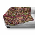 thumbnail image 3 of 70s Party Soft Flannel Fleece Throw Blanket, Groovy Peace and Love Composition Hallucinatory Mushrooms Flowers Joyful Vivid, Cozy Plush for Indoor and Outdoor Use, 70" x 90", Multicolor, by Ambesonne, 3 of 6