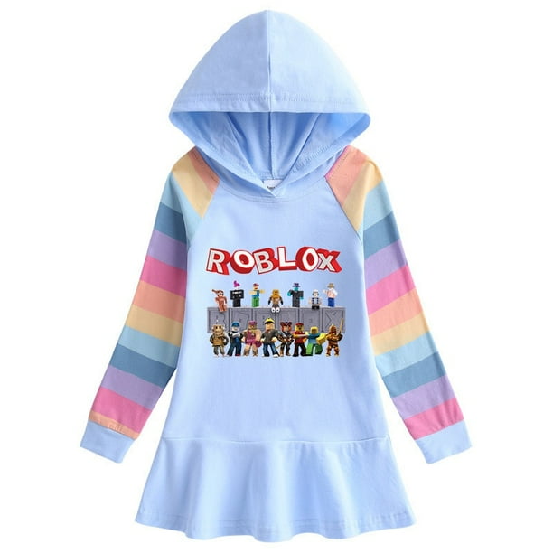 Roblox vestido de algodón con capucha para niña, suéter de manga larga con dibujos animados, regalo de cumpleaños, otoño