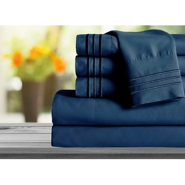 Mocassi 1800 Series Sheet Set 2 Pieces Pillowcases, Standard Size - Navy Blue