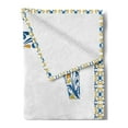 thumbnail image 2 of Letter C Soft Flannel Fleece Throw Blanket, Portuguese Culture Inspired Natural Elements in Letter C Alphabet Print, Cozy Plush for Indoor and Outdoor Use, 50" x 70", Blue Yellow Orange, by Ambesonne, 2 of 5