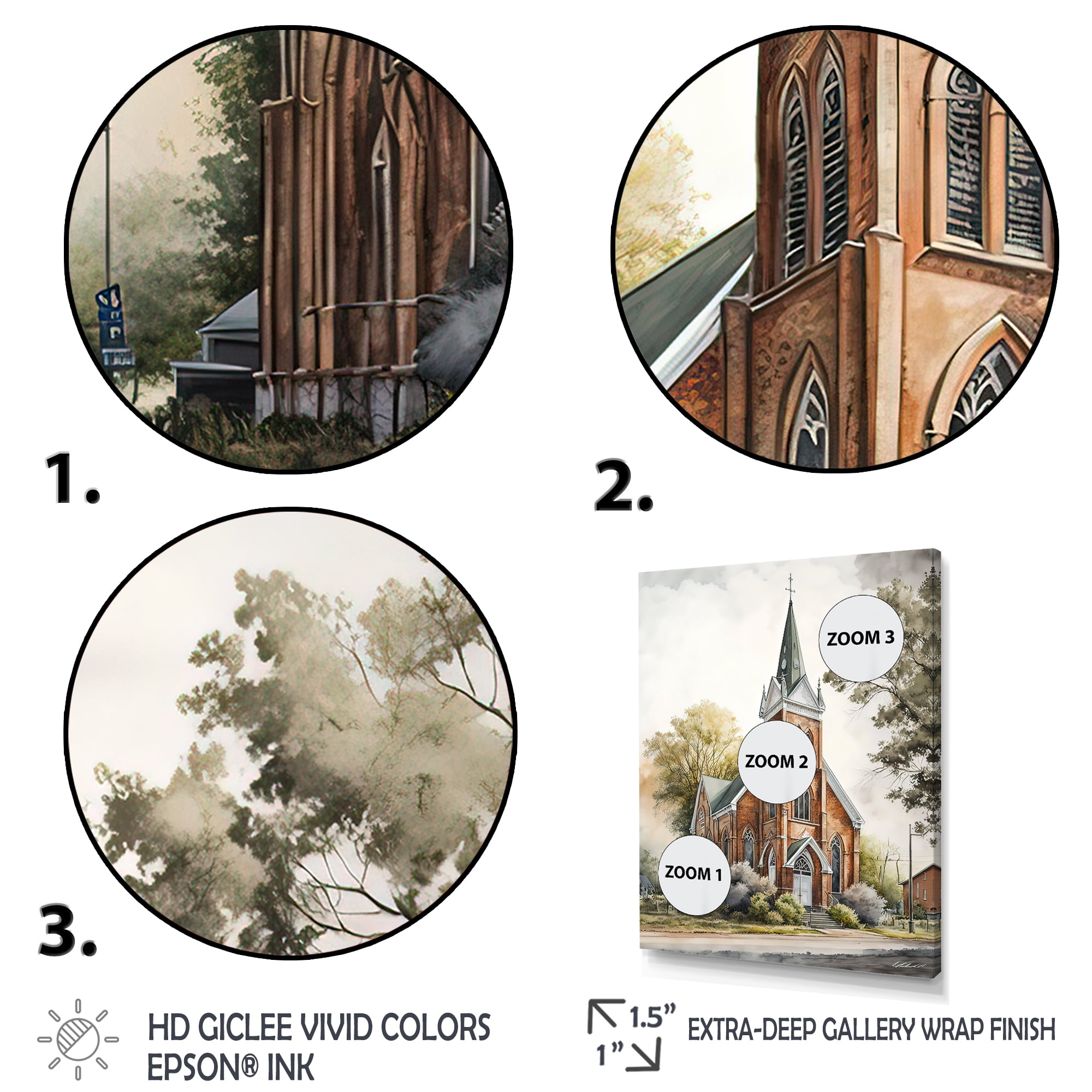 Designart Church In A Small Town II Canvas Wall Art