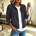 thumbnail image 2 of SONXAHE Womens Lapel Zip Up Lightweight Jacket Long Sleeve Pocket Casual Outerwear Coat, 2 of 5