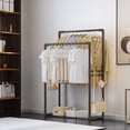 thumbnail image 2 of WRKEKC Clearance Double Pole Clothing Rack with Storage Base - Adjustable Garment Organizer for Bedrooms, Retail Stores (Iron Frame), 2 of 6