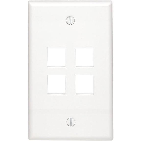 LEVITON 41080-4TP 4-Port QuickPort(R) Wall Plate (Light Almond)
