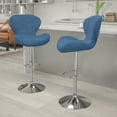 thumbnail image 2 of Flash Furniture Denville 2 Pack Contemporary Blue Fabric Adjustable Height Barstool with Curved Back and Chrome Base, 2 of 13
