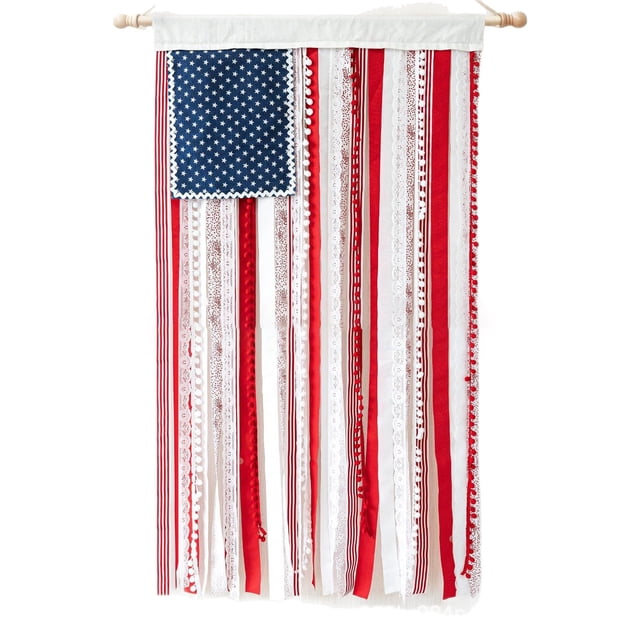 Bewildely Banderas colgantes de Estados Unidos para decoración de pared con la bandera nacional, cinta con la bandera para colgar en la pared Decoración del hogar