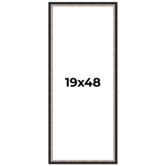 19x48 Frame Silver Real Wood Picture Frame Width 1.25 Inches | Interior Frame Depth 0.75 Inches |