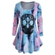 thumbnail image 1 of Más el tamaño del cráneo de Halloween Encaje Tie Dye T Shirt Rosegal Mangas largas de talla grande, 1 of 5