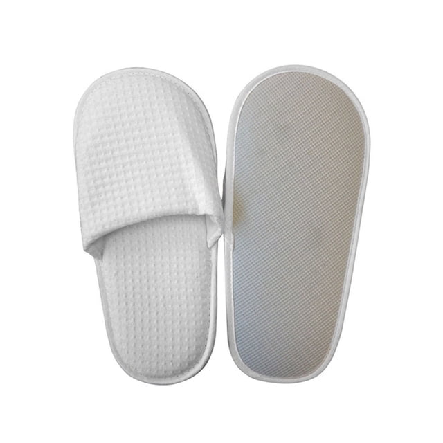 Washable Waffle Close Toe Indoor Slippers Ind. Bag XL rubber Sole size 12" White Packing 6 Pairs/ Box