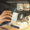 thumbnail image 4 of Xinyolin Wireless Charger 3 in 1 Magnetic Night Light Alarm Clock Foldable Multifunctional 15W Fast Charge Phone Watch Earphone Charging Dock Phone Accessories, 4 of 8