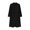 thumbnail image 6 of Zedker Corduroy Dresses for Women Loose Fit Long Sleeve Button Front Collar Retro Casual Everyday Vintage Style Plus Size Black L, 6 of 6