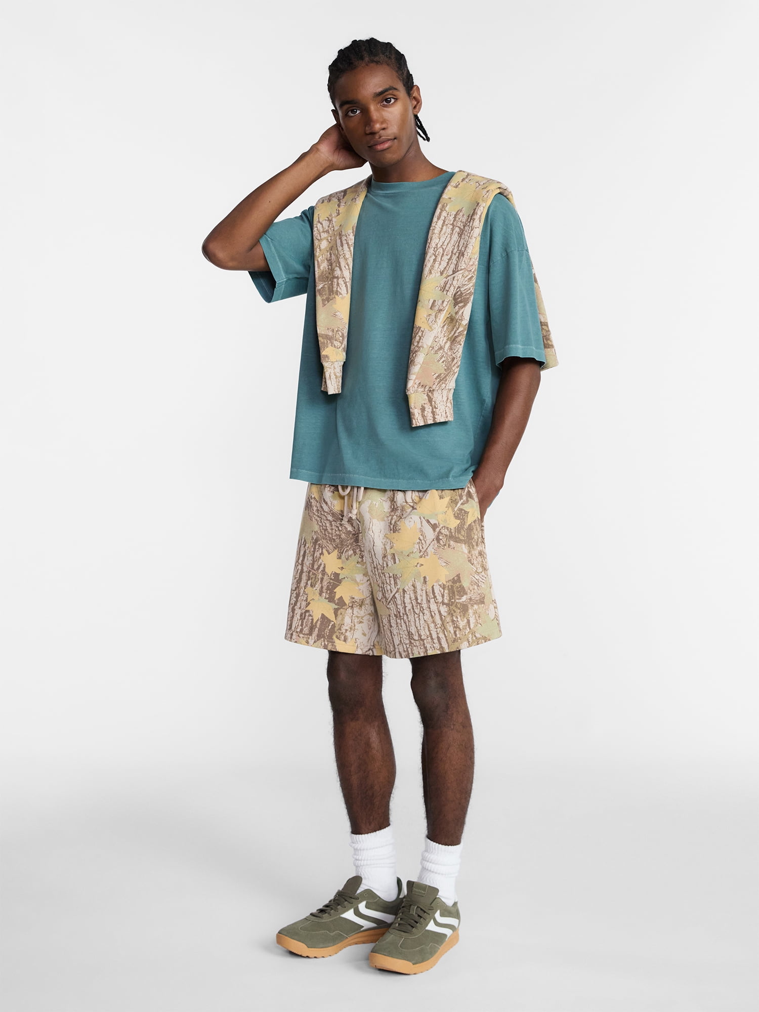 No Boundaries Men's Oversized Boxy Tee with Short Sleeves, XS-4XLT