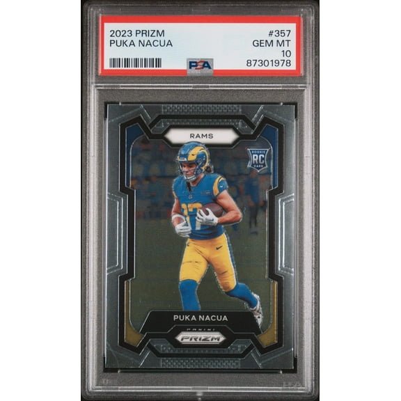 Graded 2023 Panini Prizm Puka Nacua #357 Rookie RC Football Card PSA 10 Gem Mint