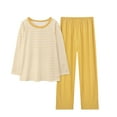 thumbnail image 4 of Endives Womens Pajamas Set Stripe Long Sleeve Tshirt and Pants Comfortable Pajamas for Women Casual Loose Lounge Sets for Women Womens Sleepwear Loungewear Yellow XXL, 4 of 6
