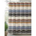 thumbnail image 2 of Fsddascl Brown Blue Striped Shower Curtain Set - Standard 72" x 72" Washable Bathtub Curtain with 12 Hooks, Farmhouse Vintage Stripe Waterproof Fabric Stall Shower Curtains for Bathroom/Bathtub, 2 of 6