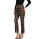 thumbnail image 4 of Pantalones de trabajo de cuadros recortados para mujer INSPIRE CHIC, con botones, en rojo y marrón, 4 of 6