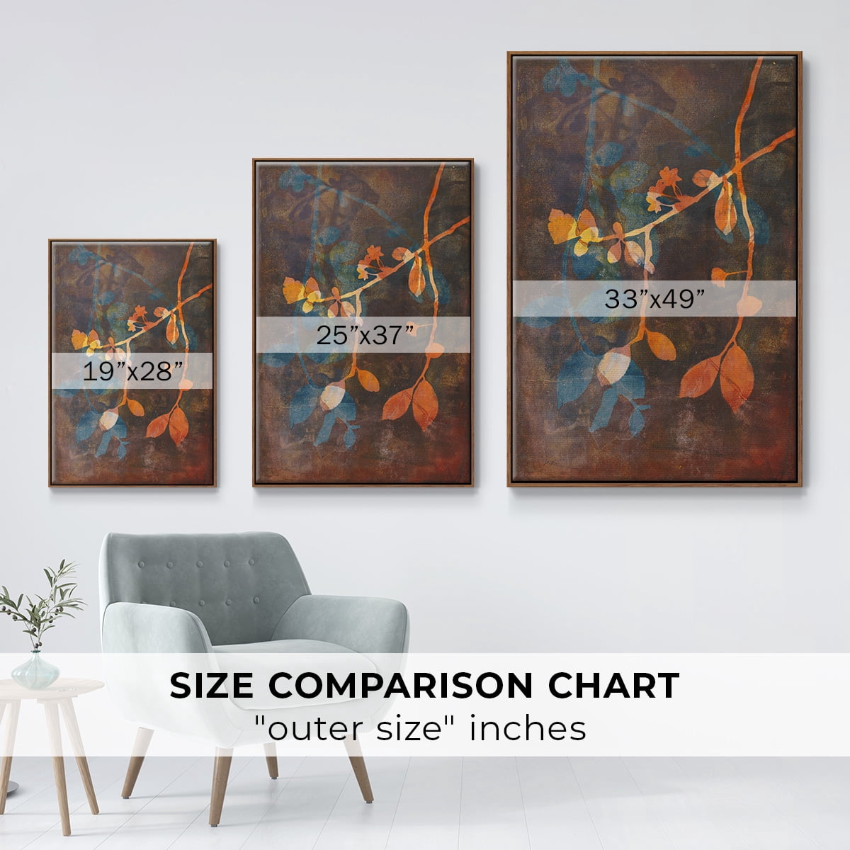 Branching Out V Framed Premium Gallery Wrapped Canvas - Ready to Hang - 27 x 41 - Walnut Floating Frame